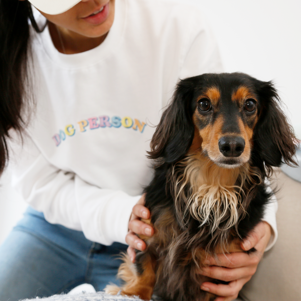 locally embroidered crew neck sweatshirt, jumper. Soft cotton. Dog embroidered sweatshirts. Dog person, dog lover, dog people, dog mama, dog dad sweatshirt