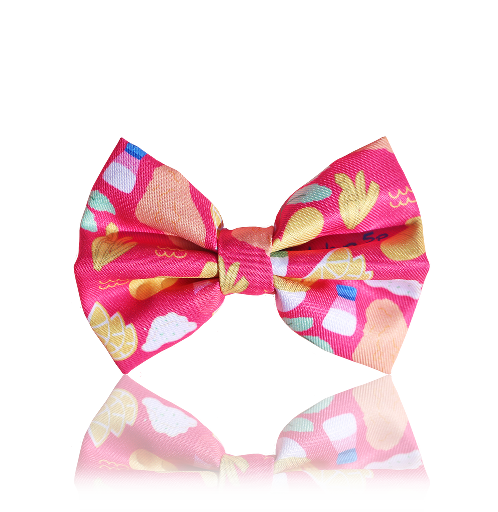 Soft polyester bow tie. Fish and chips design. 