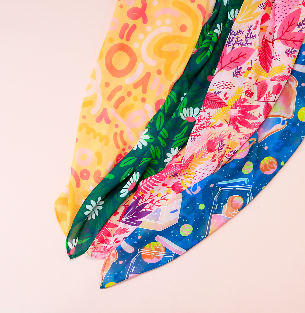 Keep things colourful and matchy with this range of chiffon scarves for the people. Light-weight, sheer and a must-have to get your matchy game on with your wee one. 