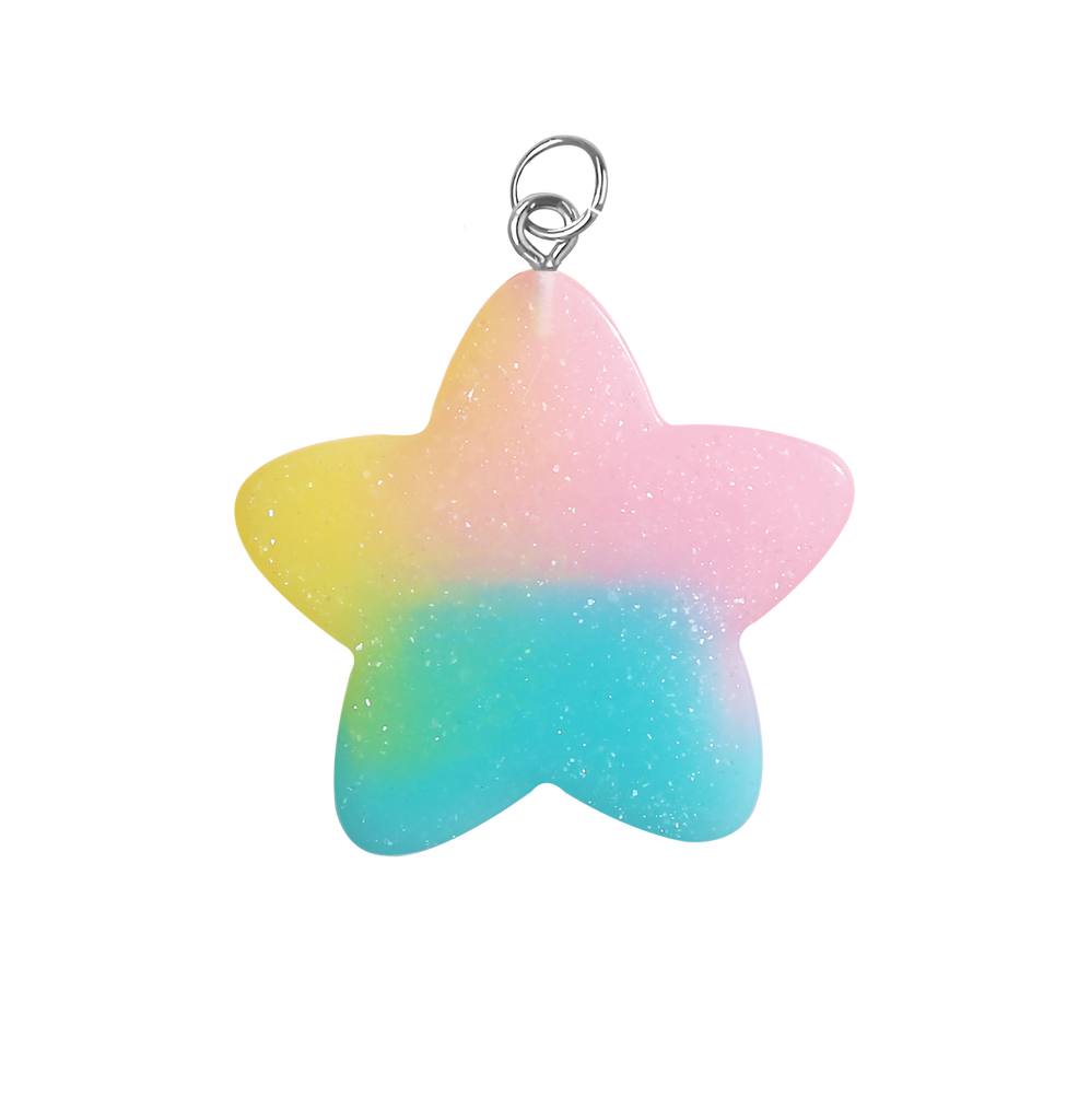 Acrylic resin star charm and id tag pendant